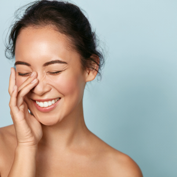 Beauty,Face ,Smiling,Asian,Woman,Touching,Healthy,Skin,Portrait ,Beautiful